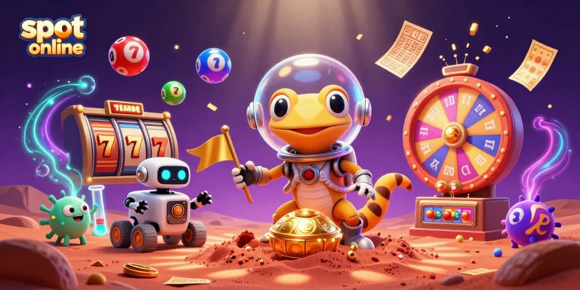 Experience exciting slot online games with dynamic characters and colorful elements in a vibrant casino scene.