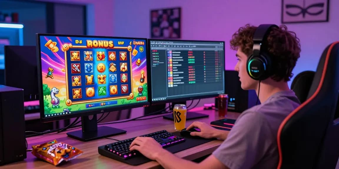 Exciting gameplay scene featuring bonus buy slots on a vibrant gaming setup, showcasing colorful graphics and dynamic elements.
