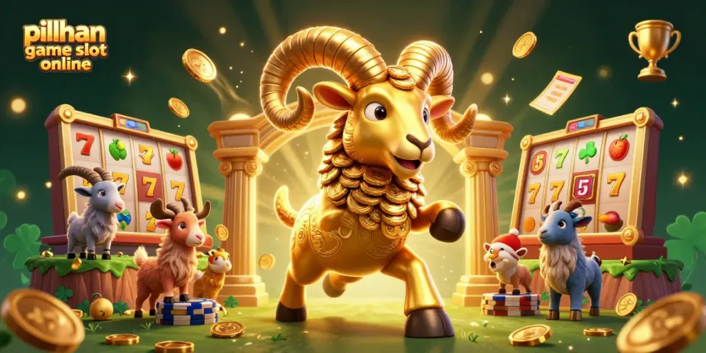 Menghadirkan pilihan game slot online dengan slot reels dan jackpot bersinar, menarik perhatian dengan simbol keberuntungan.