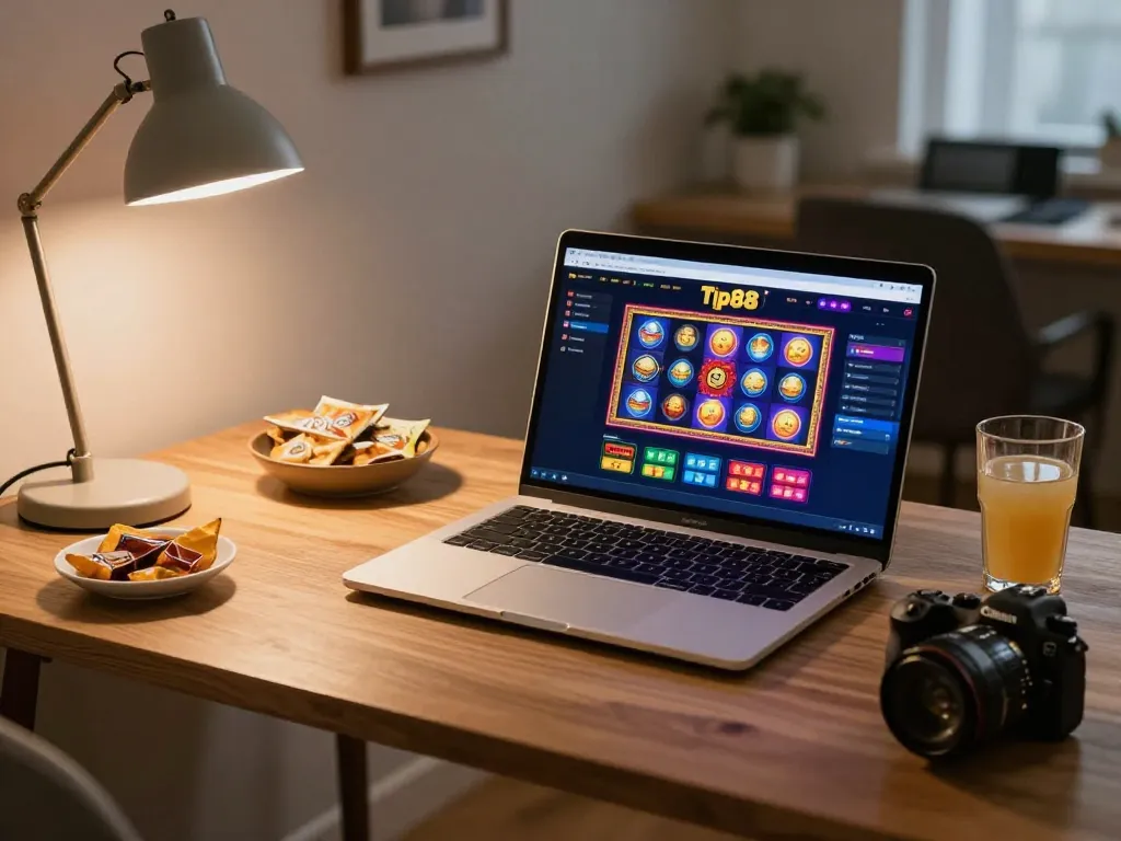 Players engaging in exciting casino games at tip88 online platform from a cozy home setup.