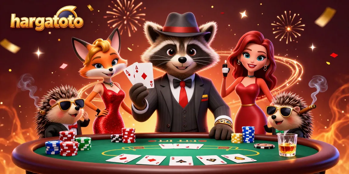 Join the exciting action at Hargatoto with this vibrant casino-themed illustration.