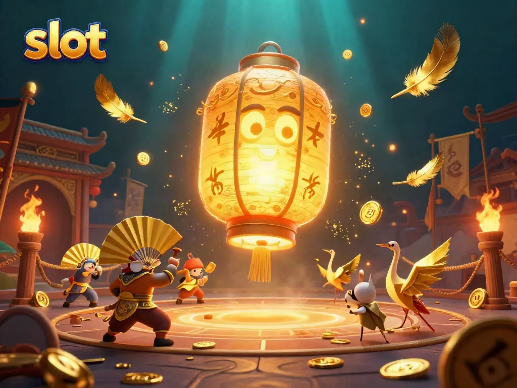 Menang pada permainan slot gacor dengan karakter lampion kuning dan elemen kasino yang menarik.