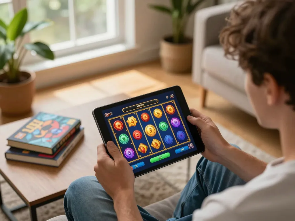 Experience thrilling gameplay at paris888 while enjoying a vibrant online slot game in a cozy home setting.