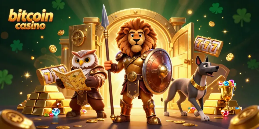 Engage in the bitcoin casino experience with 3D characters and dazzling treasures.