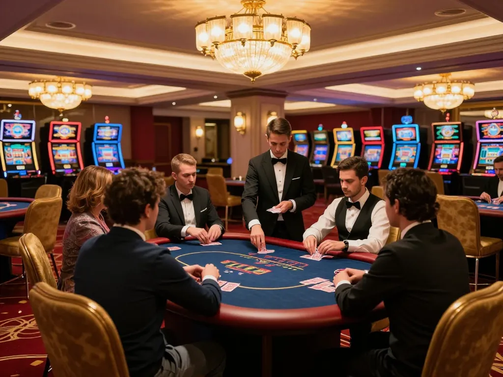 Players enjoying a refined poker game in the upscale VIP area at gg88.cn.com casino, showcasing luxury decor and strategic gameplay.
