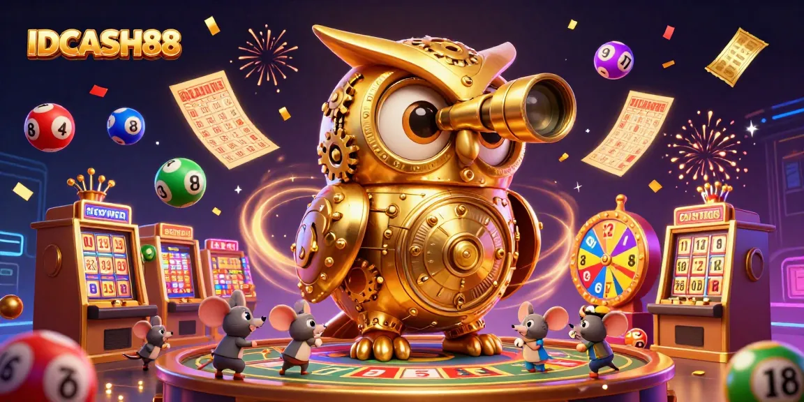 Experience IDCASH88's vibrant gaming world with an interactive owl and lively casino theme.