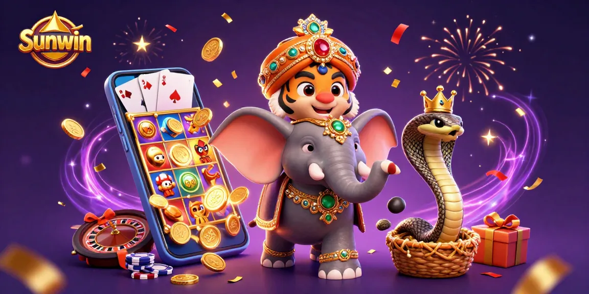 Experience thrilling gaming adventures with Sunwin's vibrant 3D casino illustration