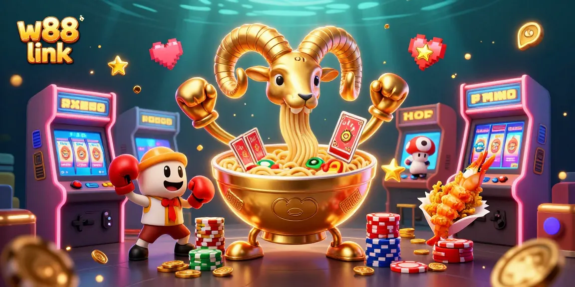 Experience thrilling gaming action with the vibrant w88 link, featuring colorful characters and casino elements.