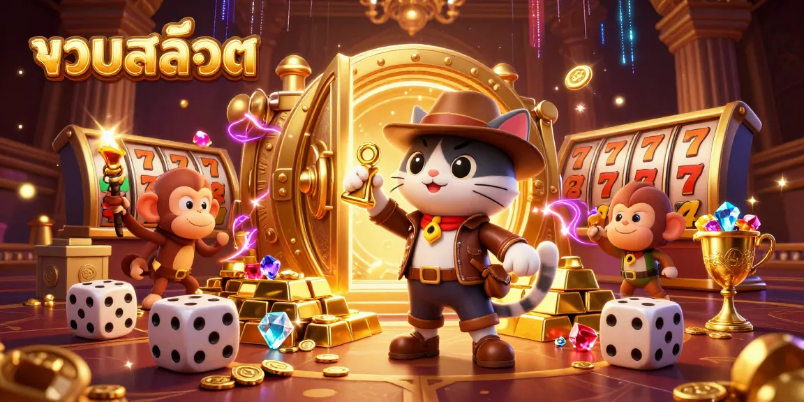 Immerse in รวมสล็อต gameplay magic as a cat archaeologist discovers treasures amidst thrilling slot reels.