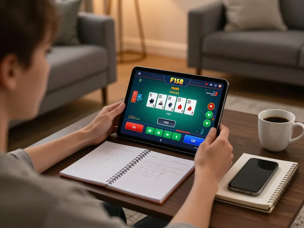 Engaging online poker gameplay on F168 with strategic notes at home setting