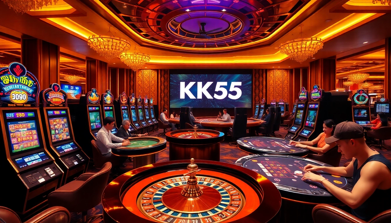 Players enjoying diverse table games at KK55 casino, immersed in a thrilling gaming experience.