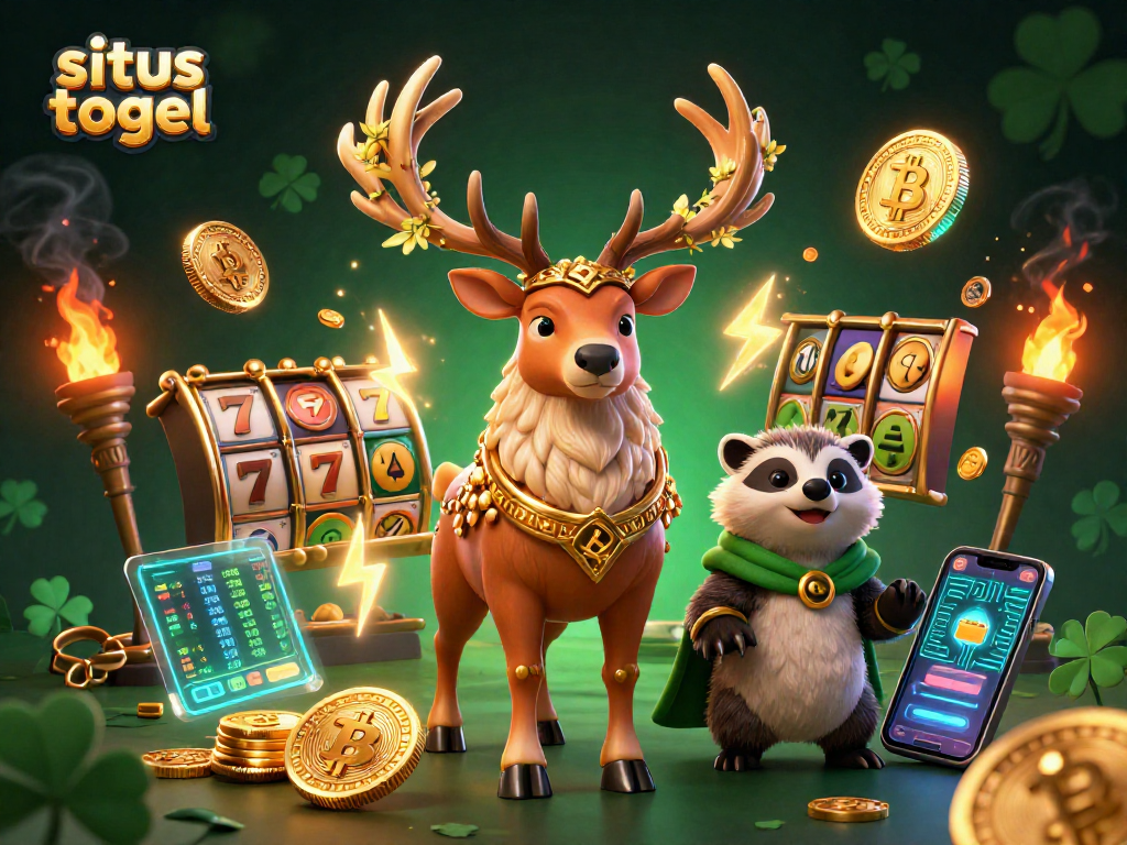 Engage in situs togel excitement with slot reels and a magical druid scene.