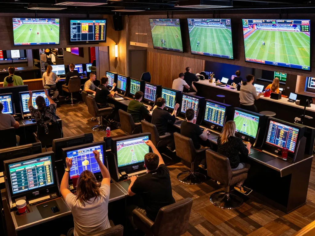 one88br sports betting enthusiasts celebrating wins and placing bets in a vibrant lounge