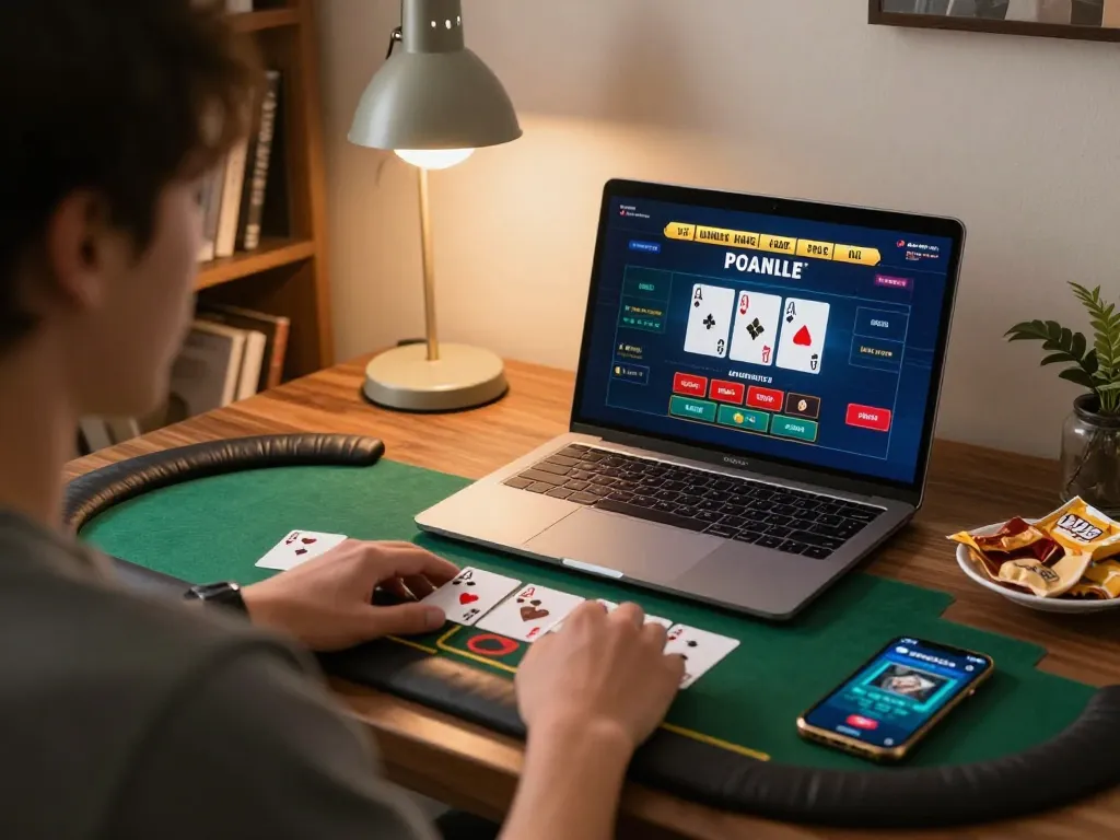 Engaging in live dealer blackjack at home using Go88 platform, showcasing interactive online gaming.