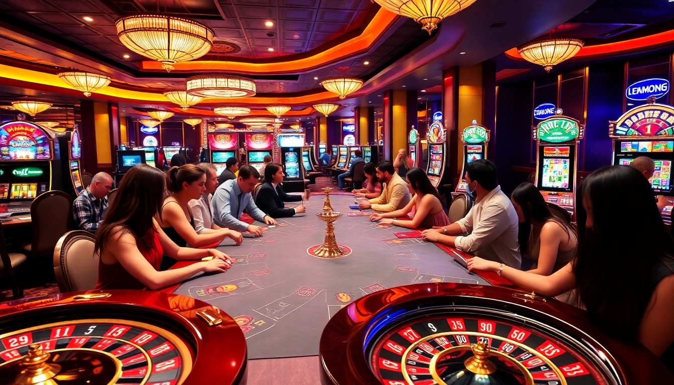 Players enjoying games at ww88 casino with vibrant tables and slot machines.