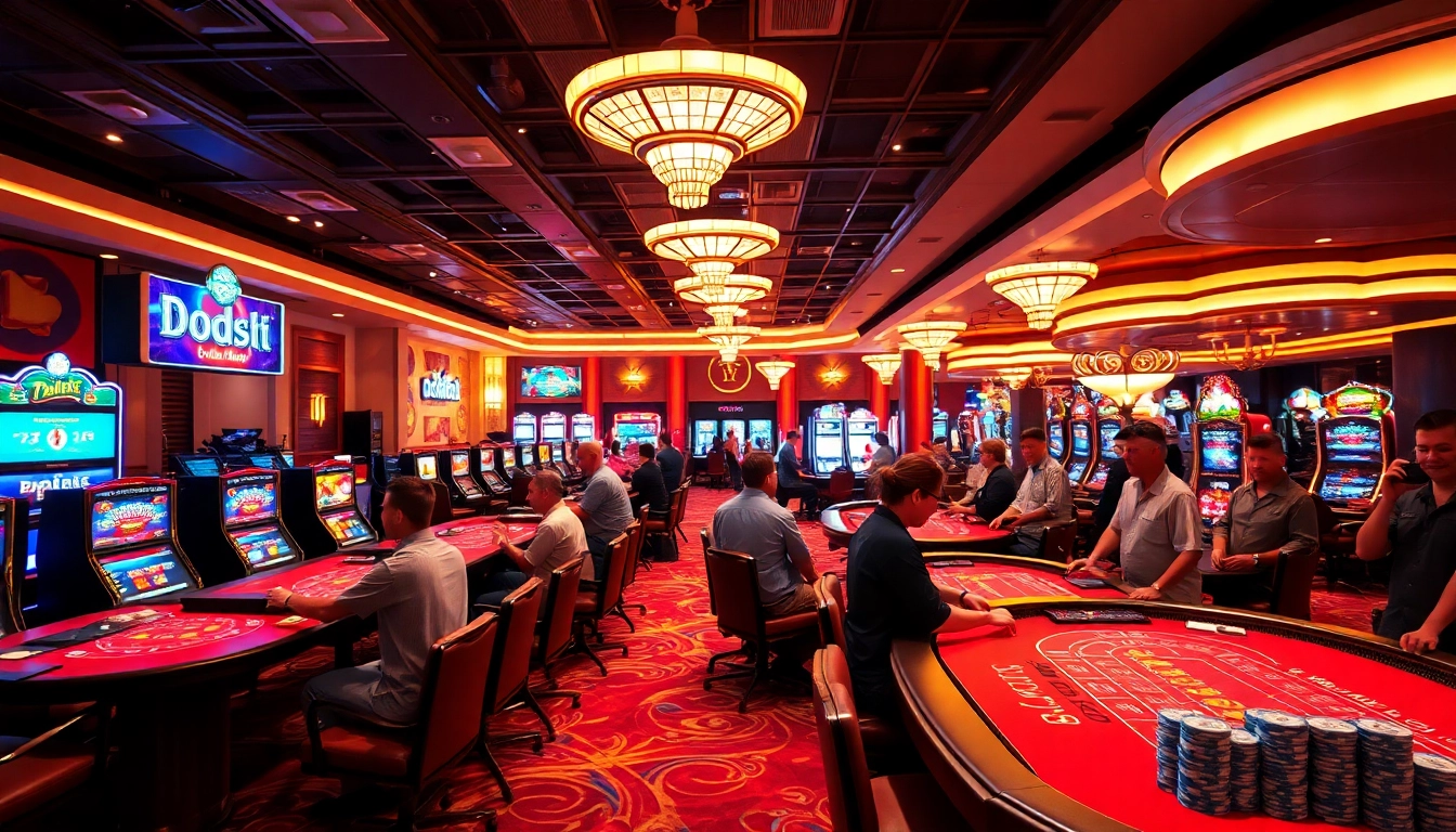 優塔娛樂城賭場內部，燈光明亮並充滿活力，玩家愉悅地遊戲。
