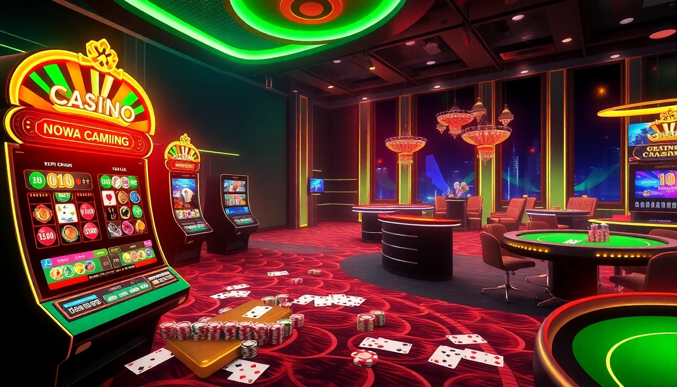 Exciting online gambling scene featuring Nhà Cái GO88 with vibrant slot machines and poker chips.