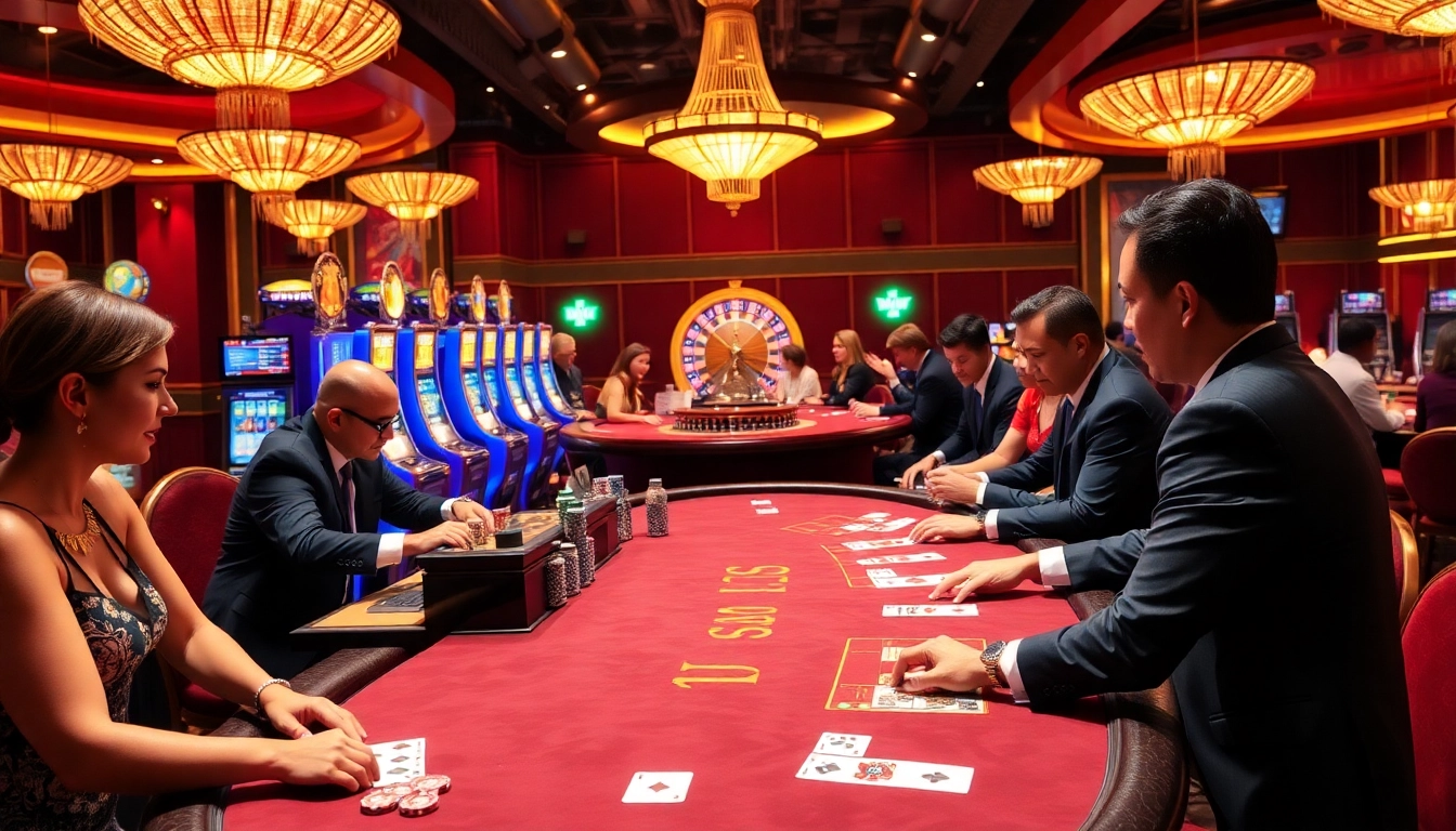 Exciting players experiencing NEO79's vibrant casino atmosphere filled with thrilling gaming action.