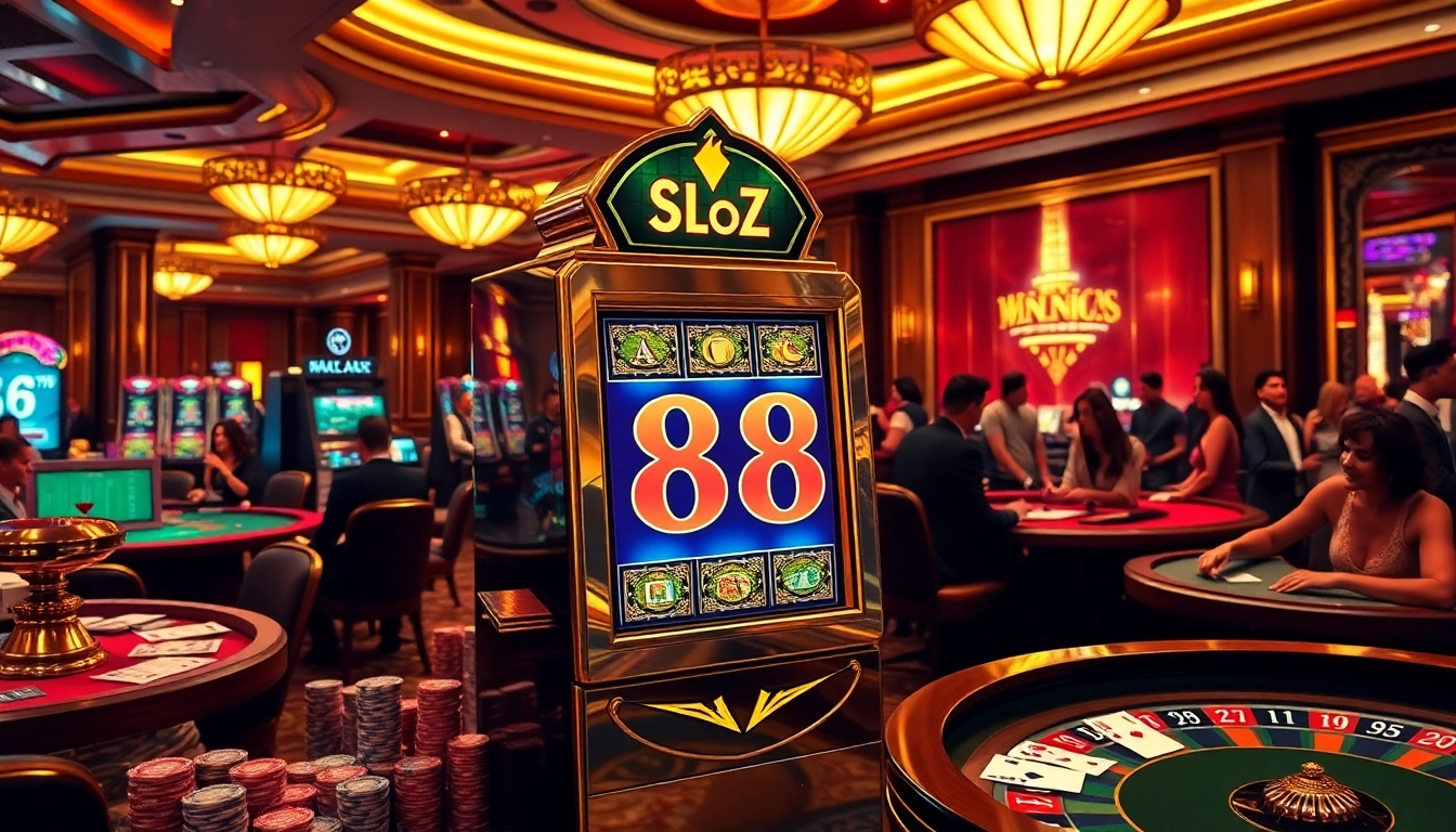 Players engaging with Slot 88, experiencing excitement and high stakes in a vibrant casino.