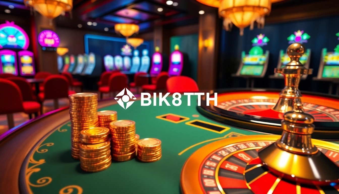 Experience the luxury of bk8th with dynamic casino elements like roulette and blackjack tables.