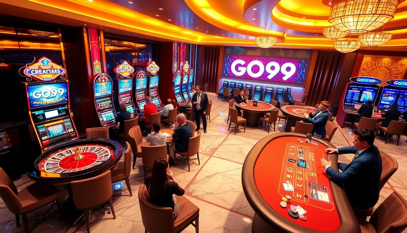 Experience thrilling gaming at GO99 casino with vibrant tables and enthusiastic players.