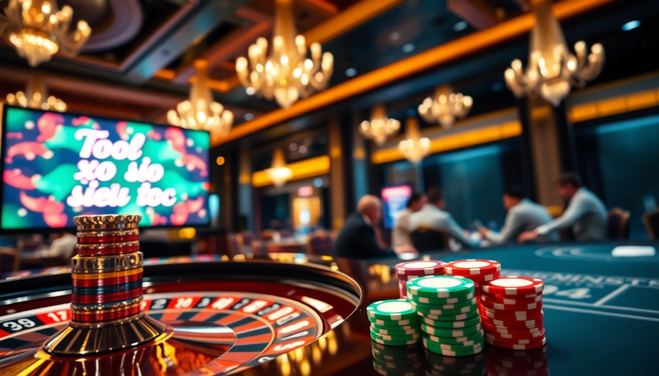 Engage with Tool xo so sieu toc on a vibrant casino table filled with poker chips and betting slips.