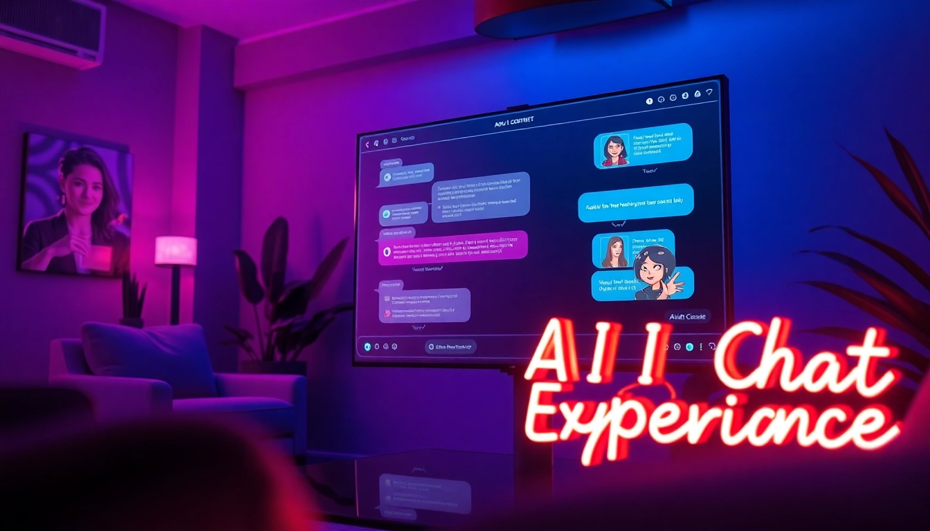 AI chat porn interaction in a modern digital lounge, showcasing engaging user experience.