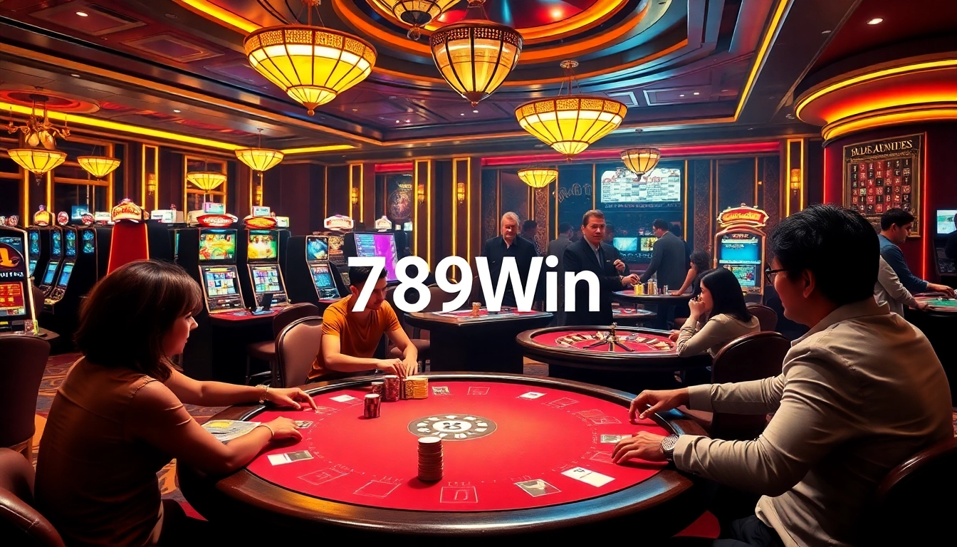 The excitement of winning at 789Win's casino with engaged players and vibrant gaming tables.