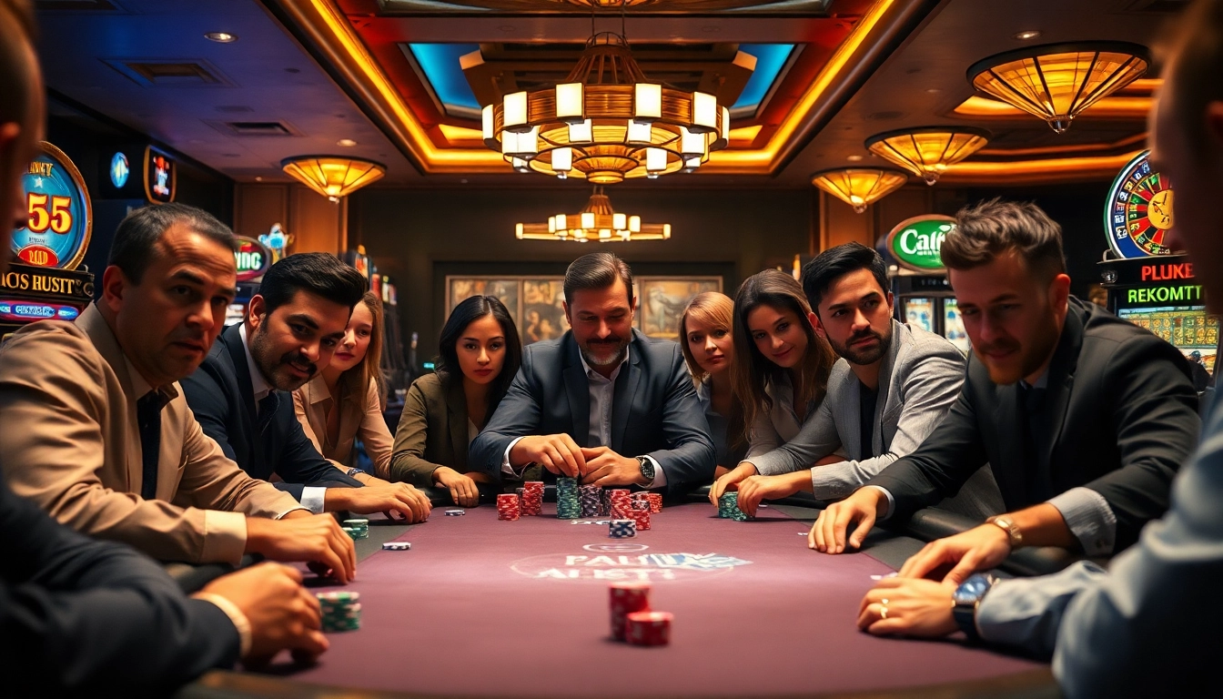 Experience the thrill of C168 at a luxury casino with poker tables and slot machines.
