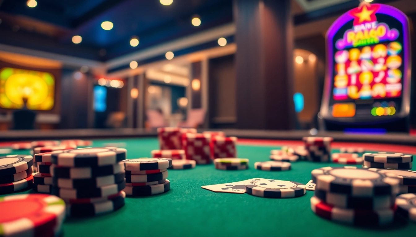 Engage with RR88's thrilling casino experience featuring vibrant chips and exciting games.