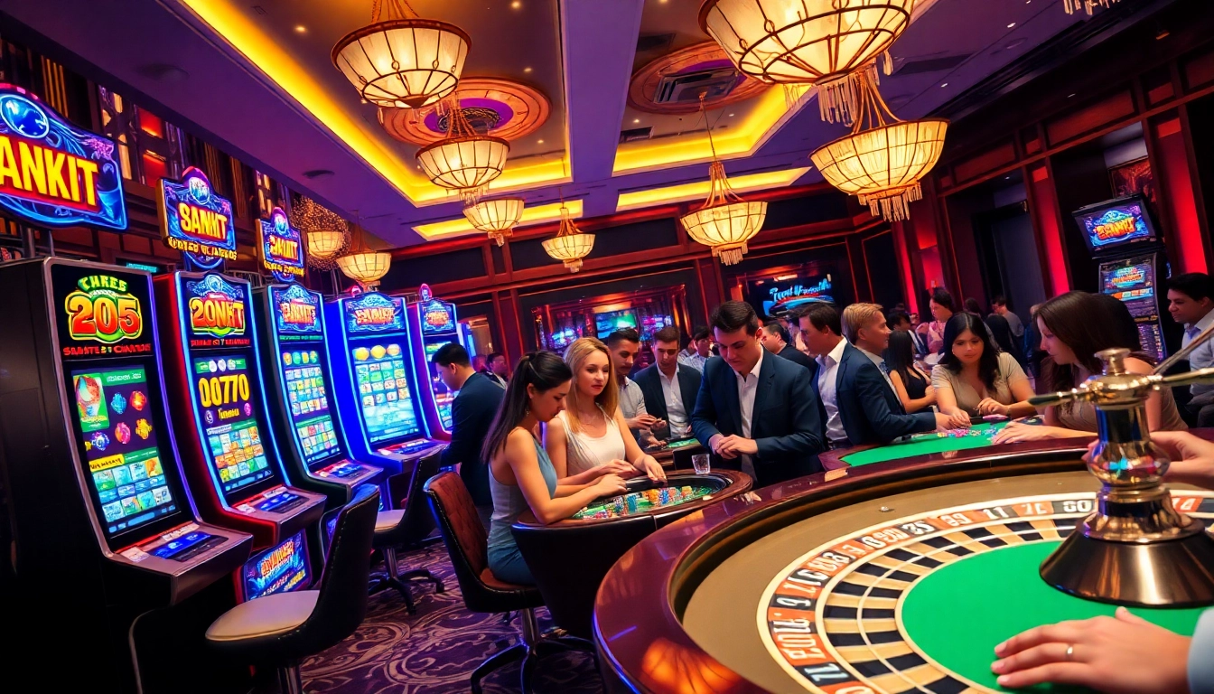 KJC players engaging in exciting casino games at a luxurious gambling venue.
