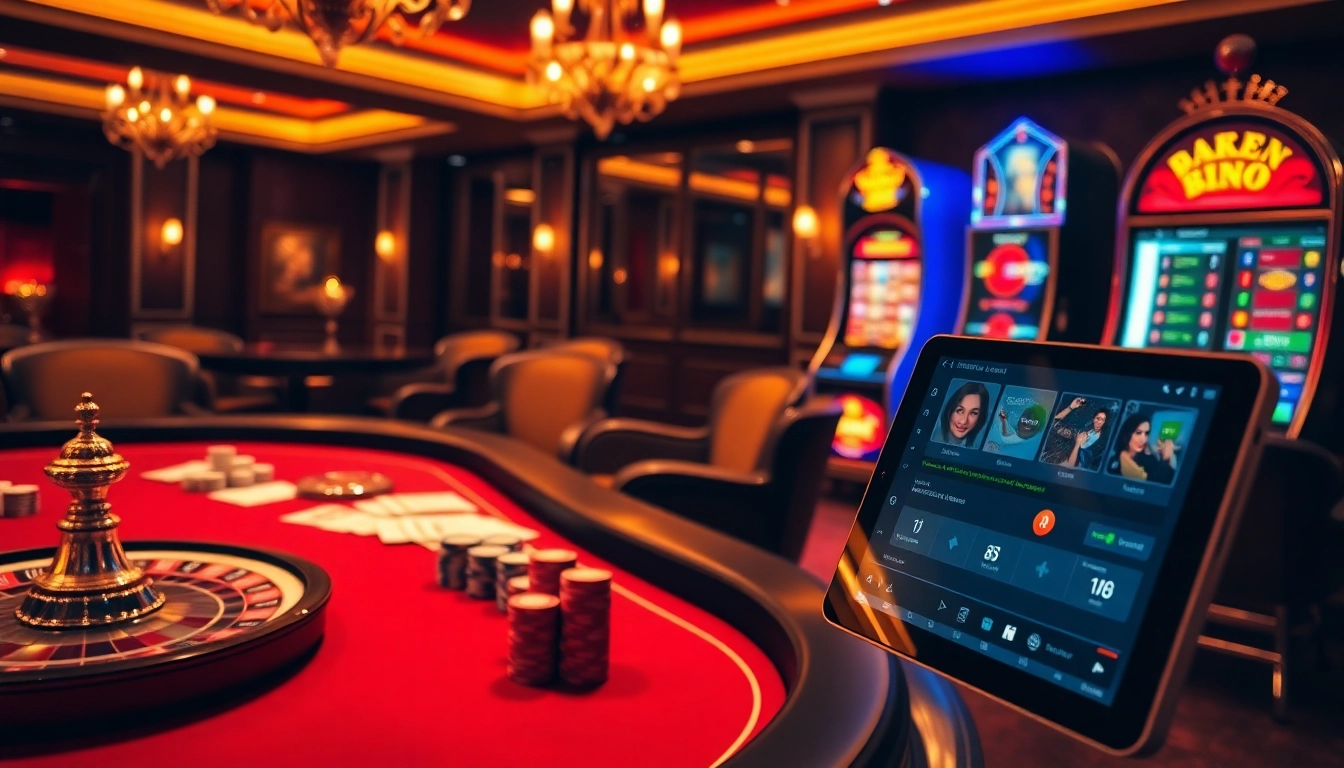 Gamblers enjoying a classic casino experience at https://bong88.casa/ with poker chips and a roulette wheel.