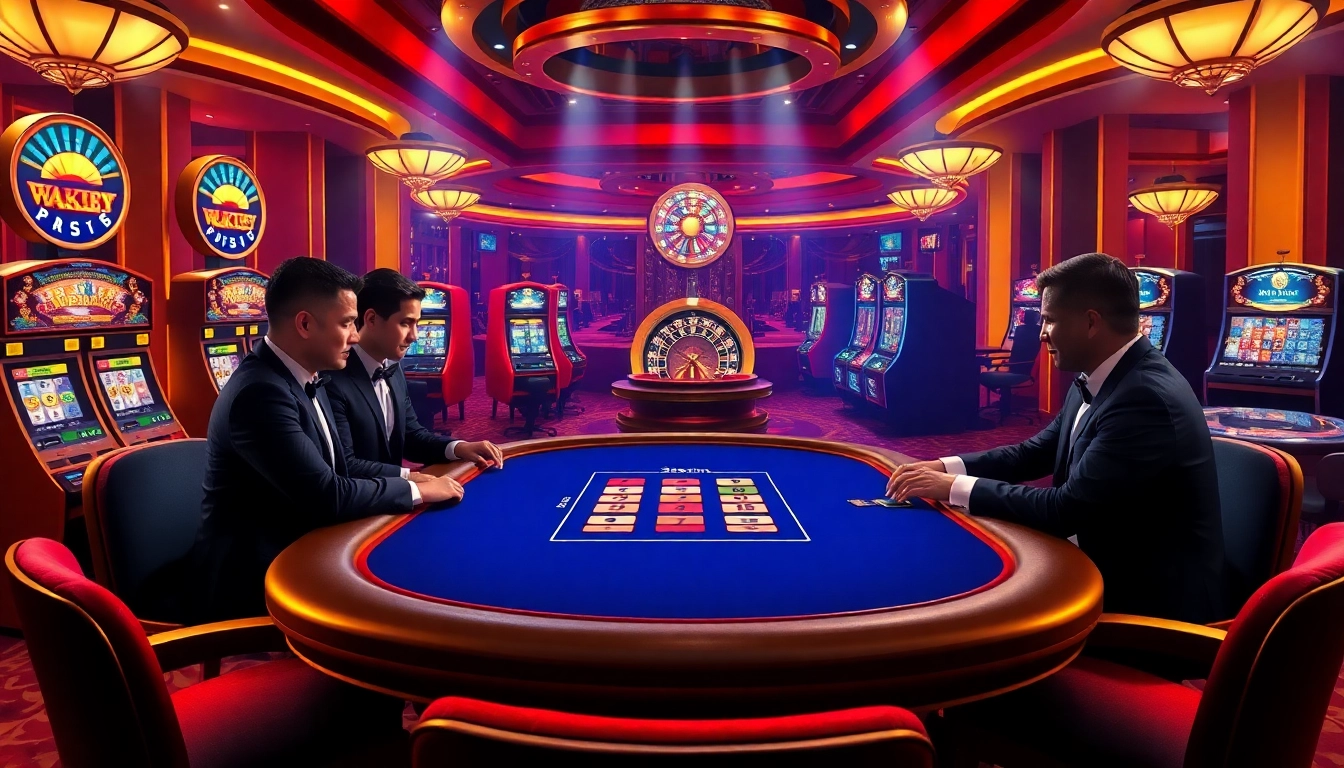 Experience the thrill of high-stakes poker at 33win, showcasing elegant gameplay and vibrant slot machines.