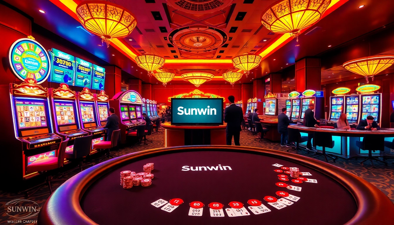 Experience the thrill of gaming at Sunwin with vibrant slot machines and live dealers.