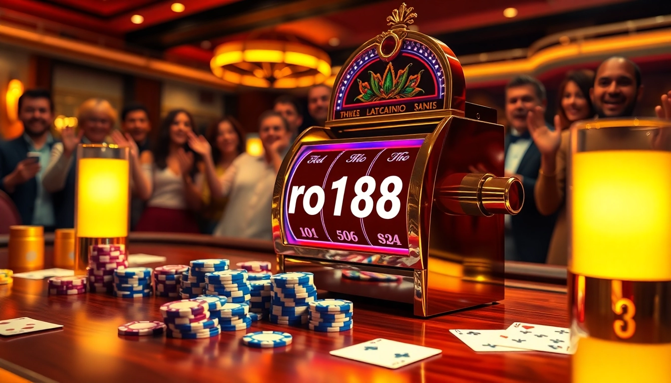 Engage with the thrilling BRO138 slot machine experience in a luxurious casino setting.