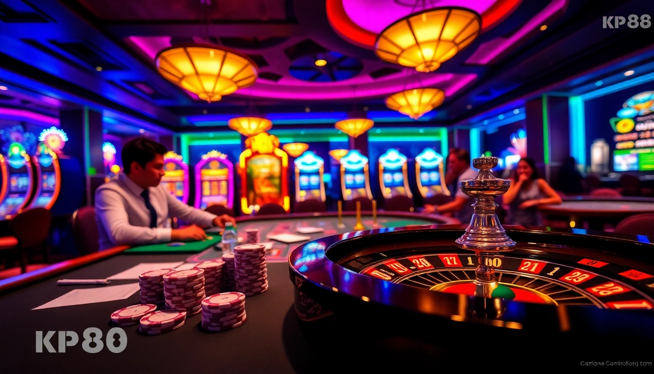Engage in thrilling casino games at kp88 with professional dealers and vibrant slot machines.