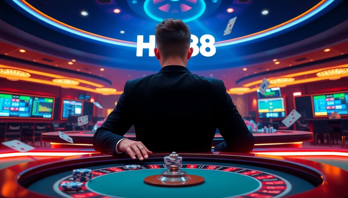 Engaging player enjoying games at HM88's professional casino.