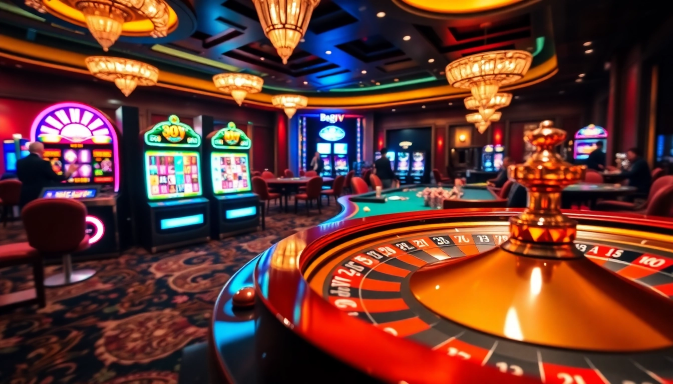 Players engaging with roulette and slot machines at 88VV casino, showcasing the excitement of winning.