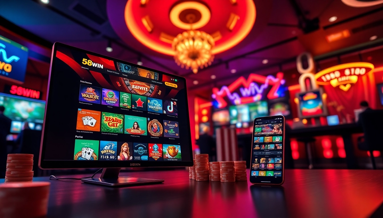 Experience the thrill of gaming at 58win with a vibrant digital casino interface.