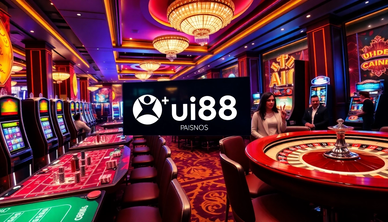 Experience the thrill of gambling at uu88's vibrant casino with players at poker tables.