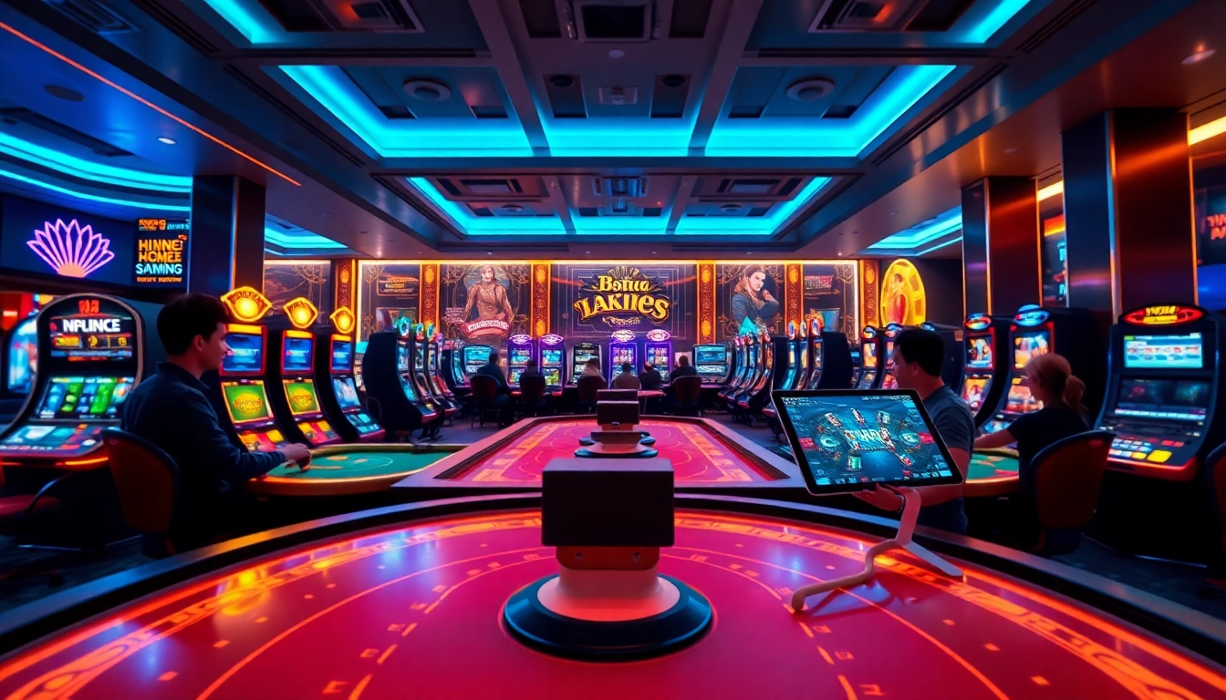 Engaging scene of a modern gaming interface showcasing Link đăng nhập Nhatvip with vibrant casino games.