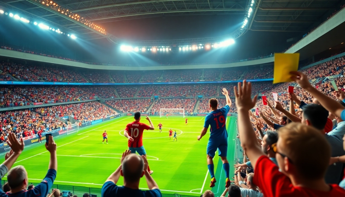 Socolive streaming a live football match with vibrant stadium atmosphere and passionate fans.