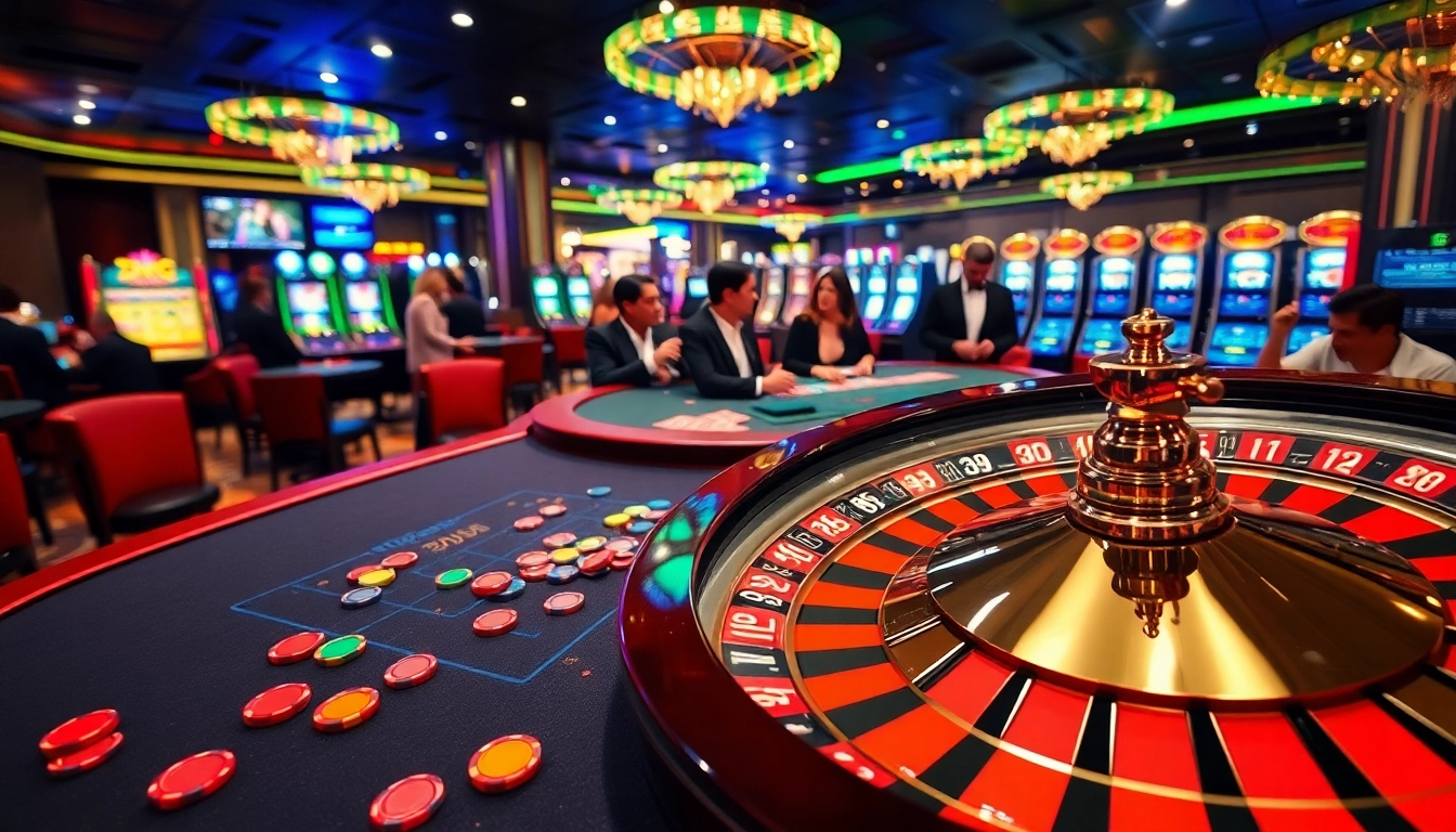 Action-packed gaming scene at Nhà cái king88, featuring a skilled dealer and an exciting roulette wheel.