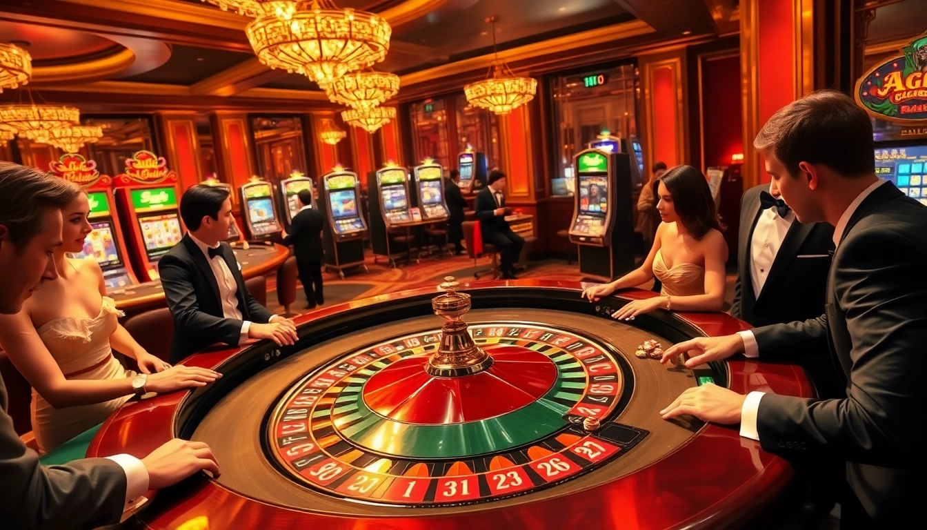 Experience thrilling gameplay at F168's lively casino, showcasing a roulette table with engaged players.