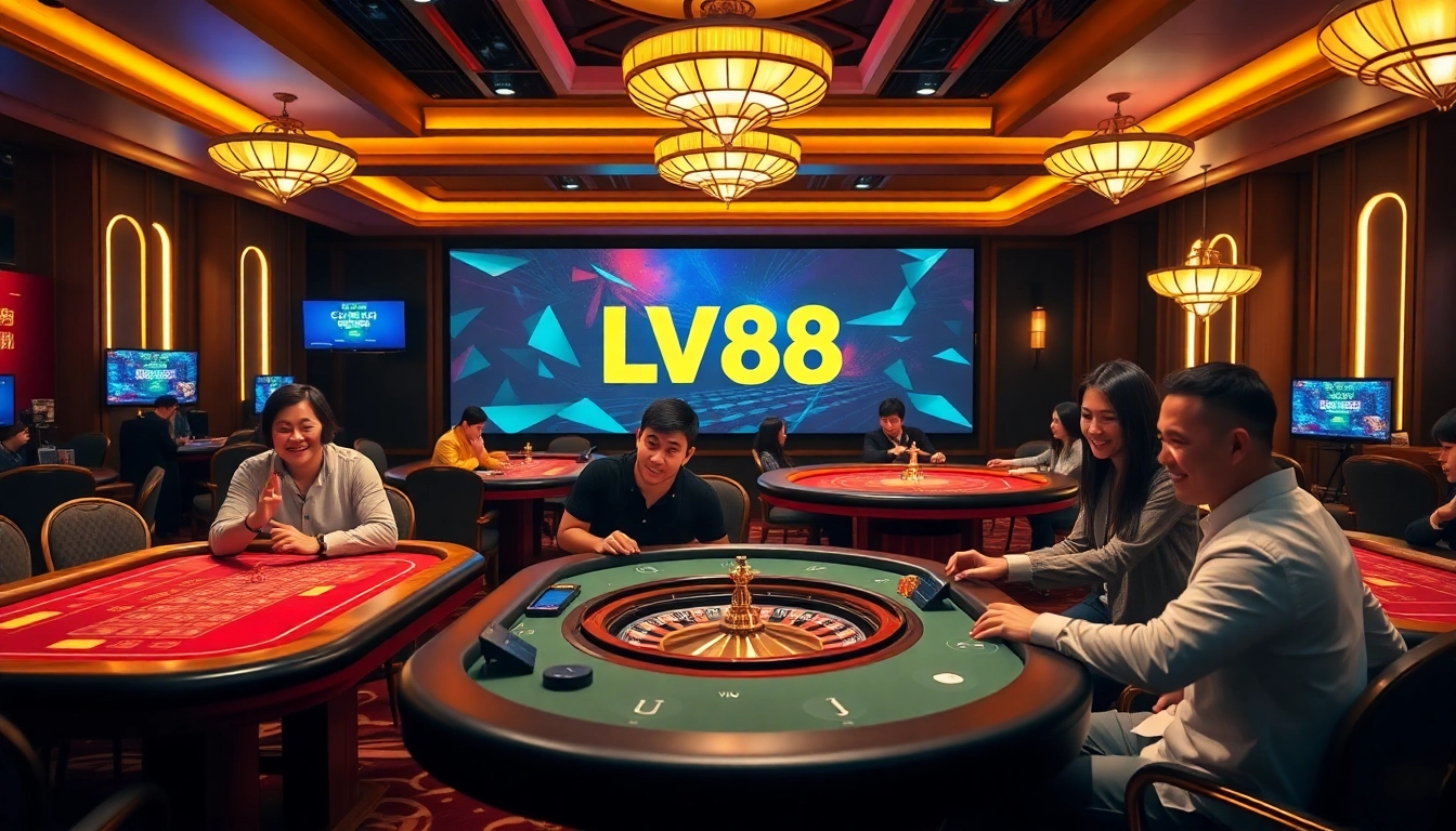 Experience thrilling gameplay at LV88's modern online casino with diverse games and vibrant atmosphere.