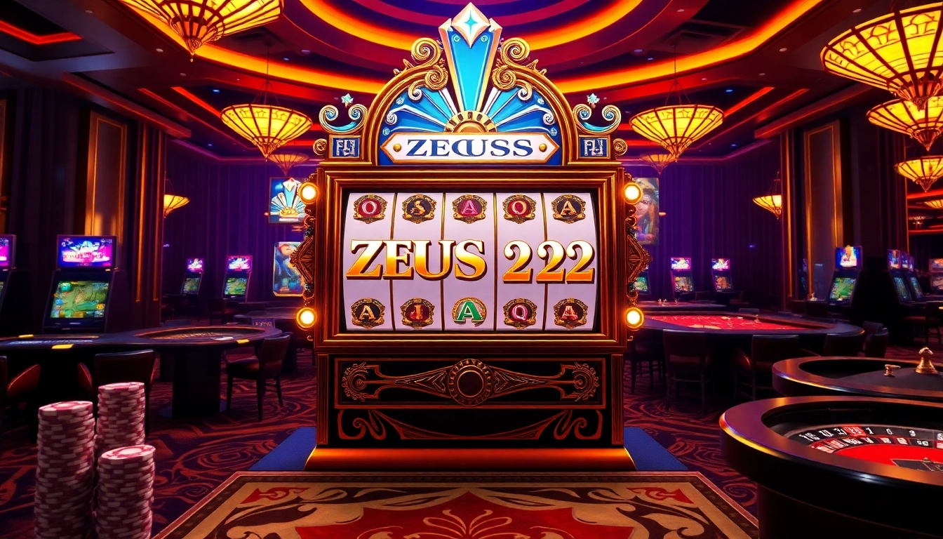 Rasakan kegembiraan kemenangan slot ZEUS222 dengan visual kasino yang hidup menampilkan elemen permainan klasik.