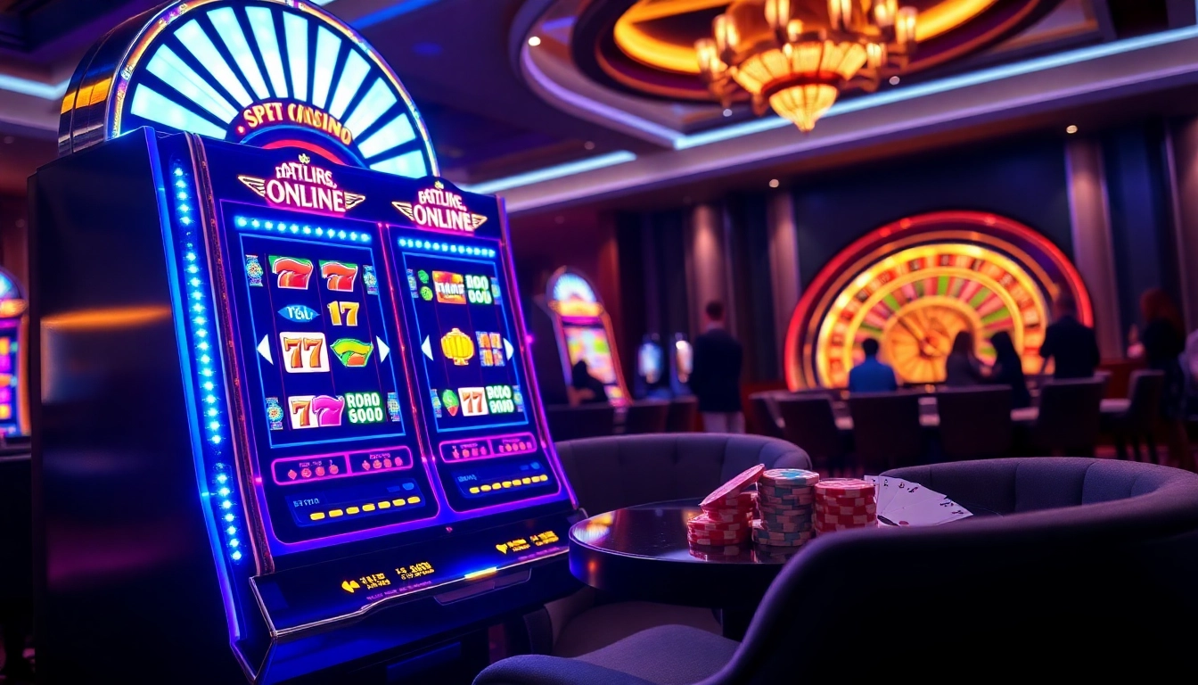 Experience the allure of slot online gaming with vibrant machines and elegant casino ambiance.