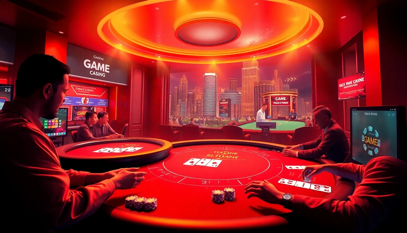 Engaging virtual casino environment showcasing game đổi thưởng with interactive card games and vibrant atmosphere.
