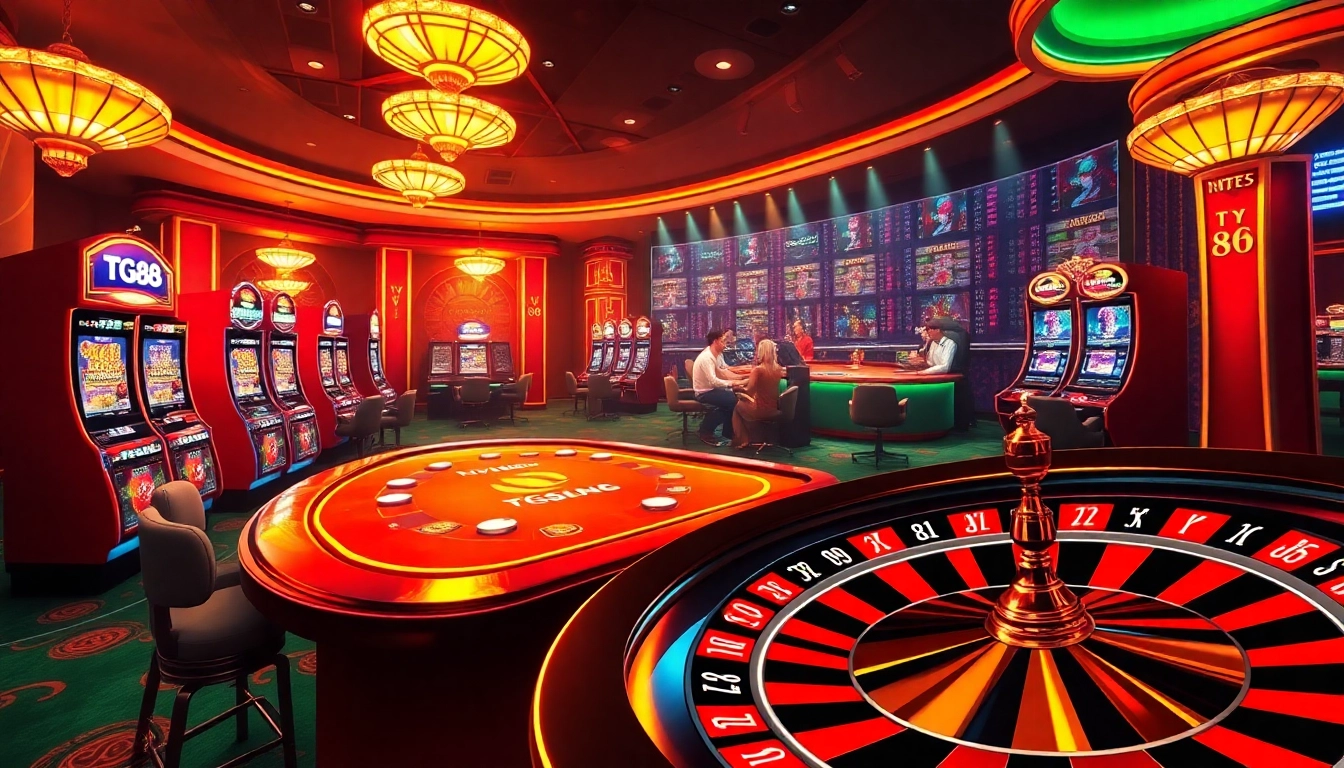 Experience the thrill of tg88 online gambling with players at a vibrant poker table.