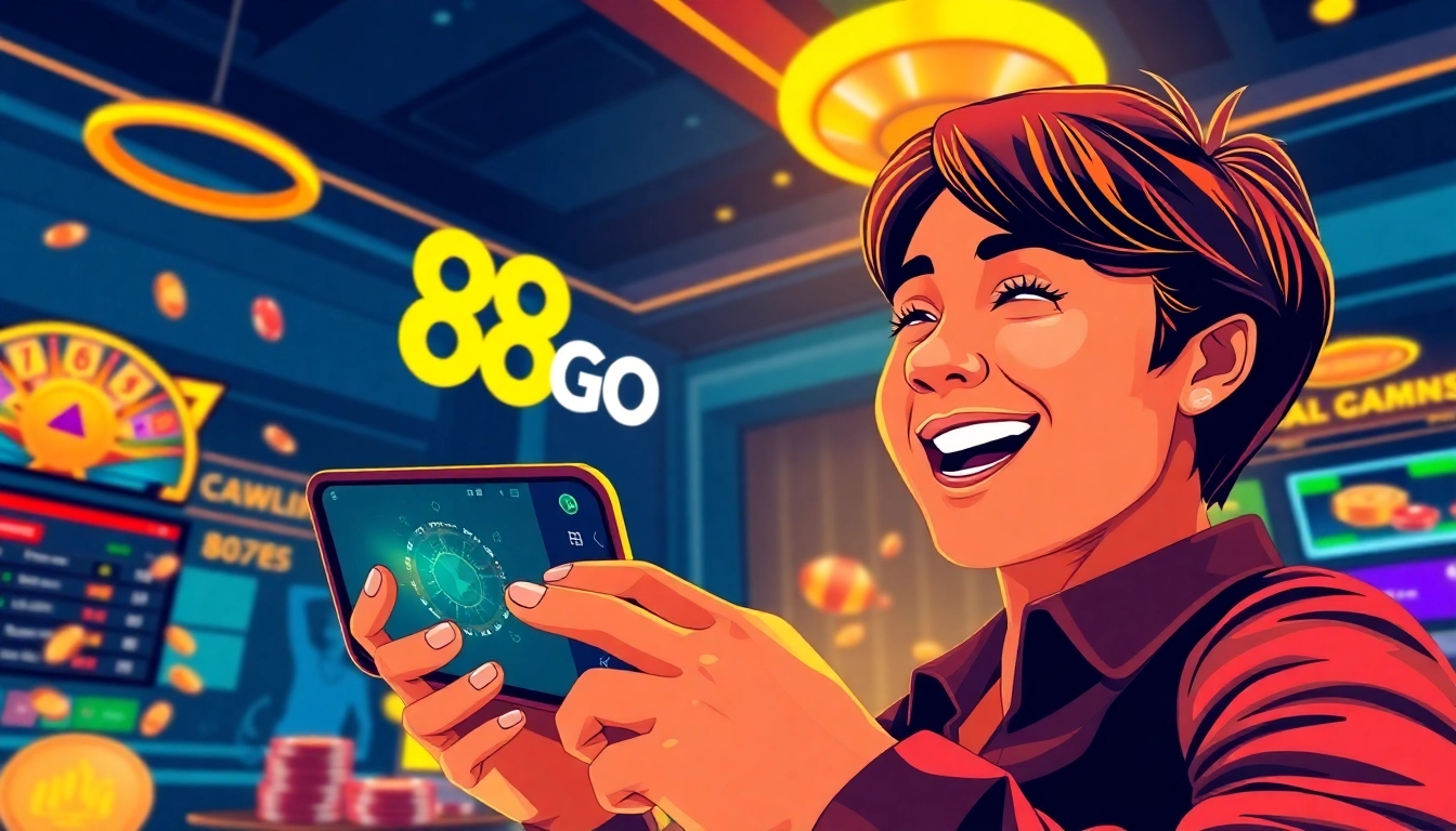 88GO online gambling platform showcasing user engagement with app interface.